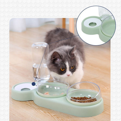 Botella De Agua Automática, Platos De Comida Para Gatos, Cue