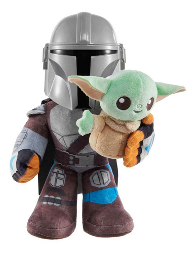 Star Wars Mandalorian e Grogu em pelúcia multicolorido