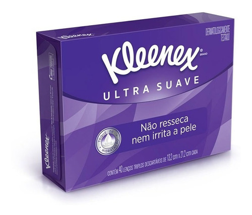Lenços De Papel Kleenex Ultra Suave Sem Perfume 40 Lenços