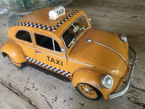 Auto Taxi Chapa Adorno Retro Vintage 30 Cm Regalo Ideal Deco