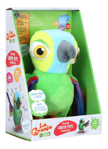 Imagen 3 de 8 de Pepe Lorito 20 Cm Peluche Interactivo La Granja De Zenon