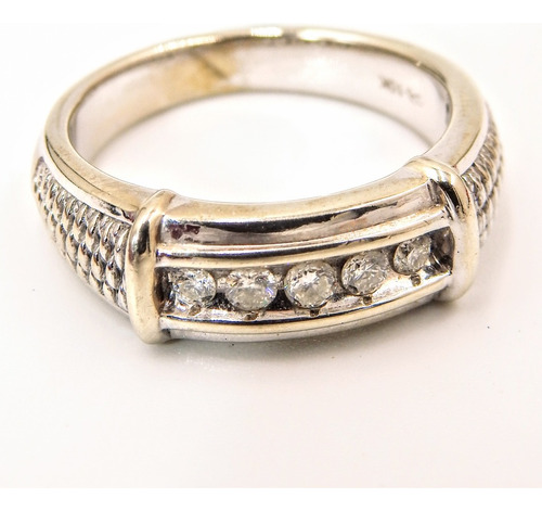 Anillo De Hombre De Oro Solido 10kt Argolla Con Diamantes