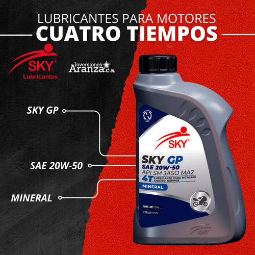 Lubricante Sae 20w-50 4 Tiempos Mineral Sky Lubricantes 