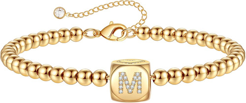 Pulseras Con Inicial De Oro Para Niñas, Pulseras De Cuentas 