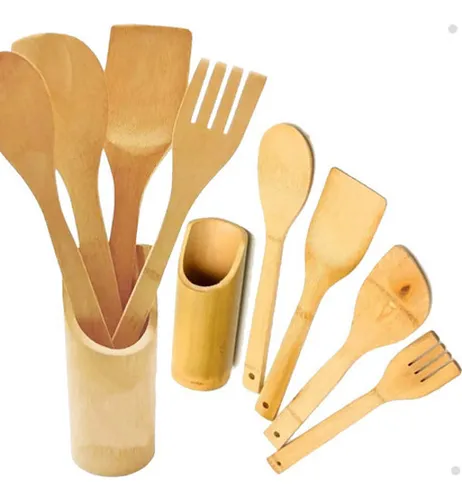 comprar Utensílios Colher De Bambu De Pau Com Suporte E Espátulas