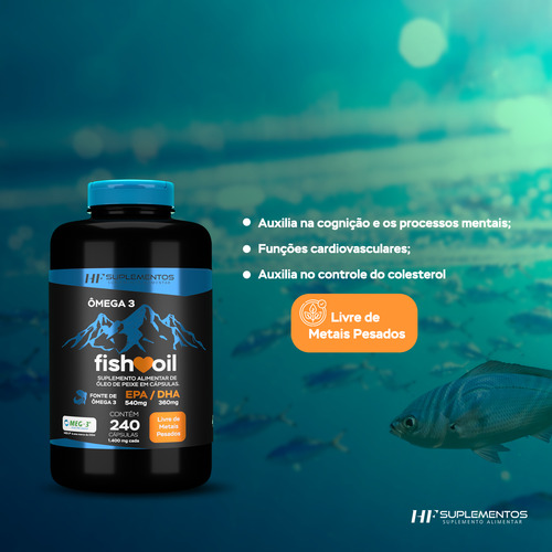 4x Omega 3 Fish Oil Meg 3 240 Cps Hf Suplementos