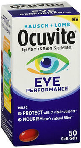 Ocuvite Premium 50 Softgels , Suplemento De Vitaminas Y Minerales Para Adultos  Con Luteína, Zeaxantina Y Omega-3, Geles Suaves Proteger Contra Los Estresantes Oculares, Contiene Antioxidantes. 