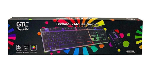Imagen 2 de 2 de Combo Teclado Y Mouse Gamer Negro Play To Win Rgb Ramos