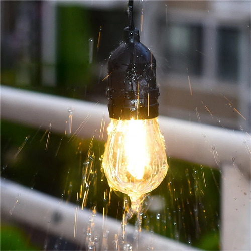 Cordão Varal De Luzes Festão String Light Preto Com 5 Metros 10 Lâmpadas e 10 Soquetes Bocal E27