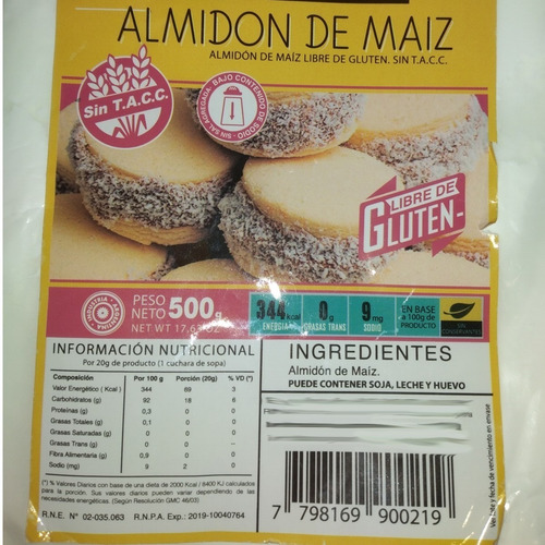 10kg Almidon De Maiz Sin Tacc/gluten Bajo Sodio Doña Pacha