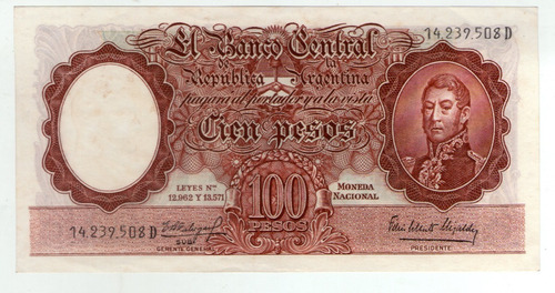 Argentina 100 Pesos Moneda Nacional Bottero 2068a Sin Circul (Usado)