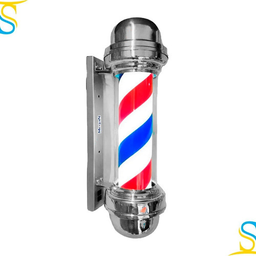 Barber Pole Poste Barbearia Giratório Led 55cm Colorido Voltagem 110v