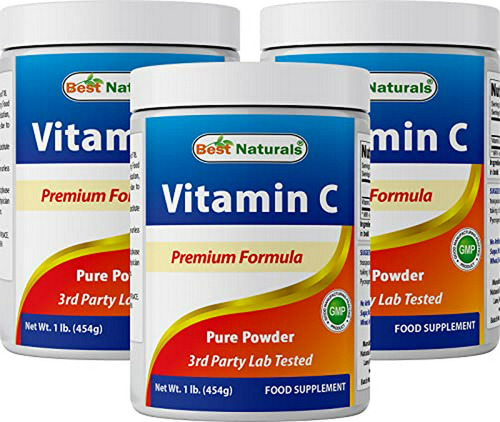 Mejores Naturals 100% Puro Polvo De Vitamina C No Transgénico 1 Lb (454 Gramos) (también Llamado Ácido Ascórbico) (1 Lb (paquete De 3))