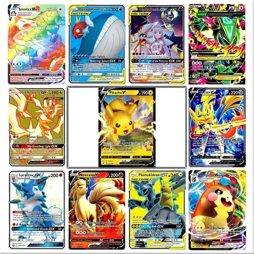 Carta Pokemon Pikachu V + 30 Cartas Vmax V Aliados Gx Shiny