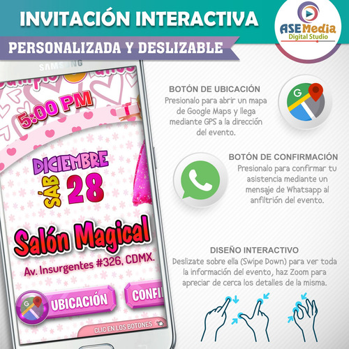 Invitación Digital Interactiva Cualquier Temática Botones