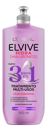 Crema Para Peinar L'oreal Elvive 3en1 Hialurónico 500ml 2pzs