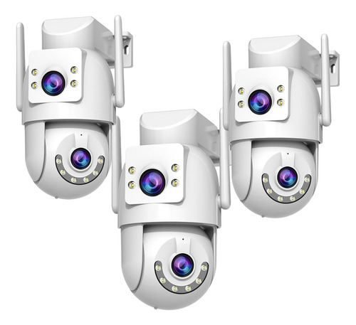 3pcs Cámara De Seguridad Lente Doble Ptz 6mp Wifi Nocturna