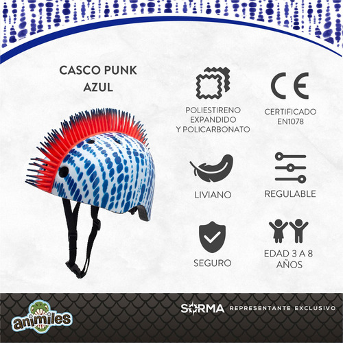 Imagen 2 de 10 de Casco Niños Punk Para Bicicleta Monopatín Rollers Patín