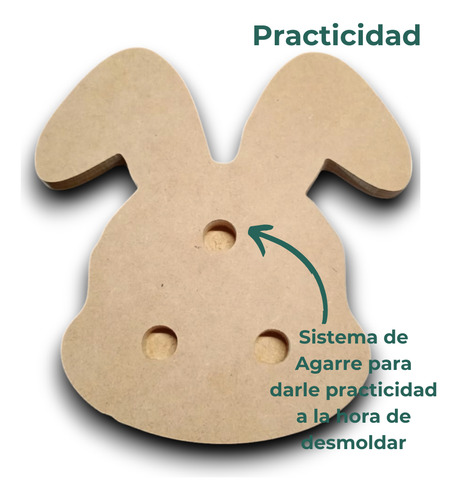 Contramolde Silueta Cara De Conejo Con Agarre Para Desmolde Beige