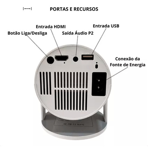 Mini Projetor Hy300 1080p Full Hd Android Cinema Portátil Branco