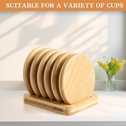 Set De Posavasos De Madera - 6 Posavasos Para Mesa 1 Soporte