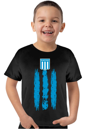 Remera Deportiva Niño Racing Avellaneda Club  Futbol Franja