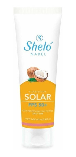 Bloqueador Solar 50+ Filtro Uva/uvb, Vitamina E, Coco, Sheló