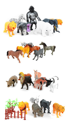 Granja Set De Animales Surtida X 24 Goma Grandes Calidad St