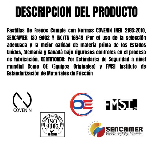 Pastilla De Freno Delantera Volkswagen Vento 96 97 98 7569