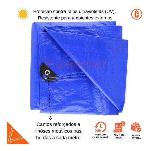 Imagem 3 de 7 de Lona 75 Gramas Starfer 3x3 Azul Impermeável