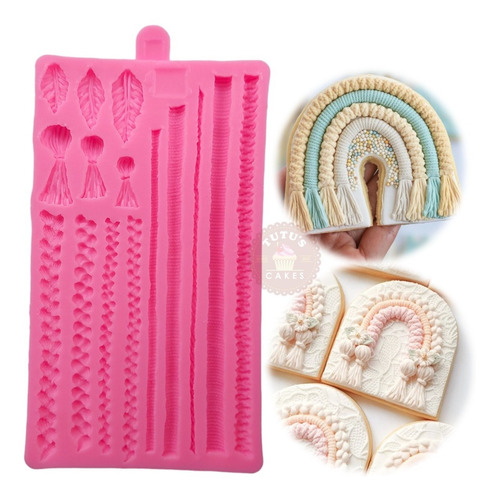 Molde Silicona Cuerdas Macrame Fondant Porcelana Reposteria