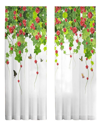 2 Cortinas De Ventana De Cortina Transparente 107cmx213cm