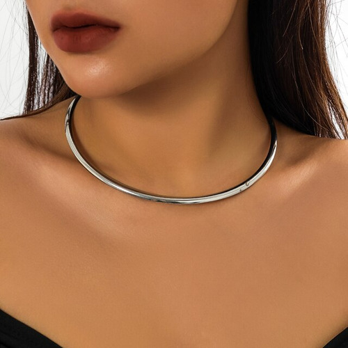 Purui-collar De Cadena De Metal Simple Para Mujer, Plata