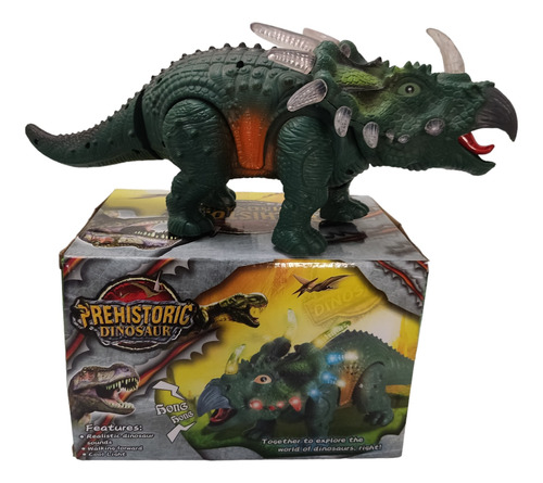 Dinosaurio Triceratops Con Luces, Ruge, Camina, Mueve Cola