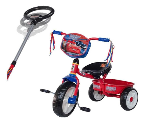 Triciclo Apache Cars Cajuela Con Baston Reforzado Rojo