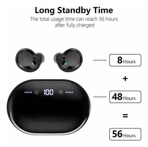 Auriculares Internos Earbuds Inalambricos, Negro | Aruind