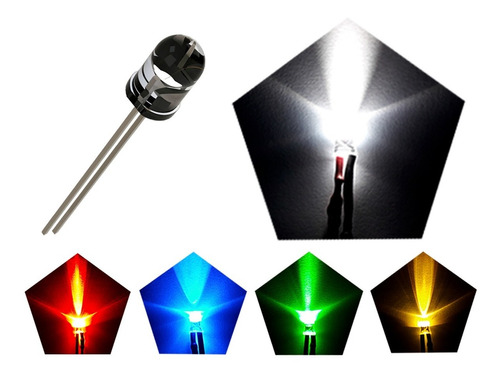 Kit 100x Led 5mm Brilho Vermelho Verde Azul Bco +resistores 