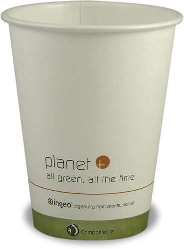 Planet + 100% Compostables Pla Laminado Taza Caliente, 12 On