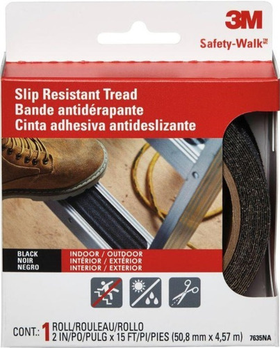 Cinta Antideslizante 3m Safety Walk De 25,4mm X 4,57 Mts Color Negro