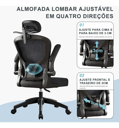 Cadeira Escritorio Python Fly Ergonomica Lombar Giratório Su