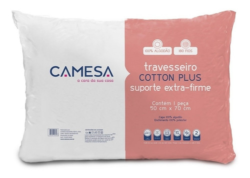 Imagem 2 de 4 de Travesseiro Cotton Plus 180 Fios Suporte Extrafirme
