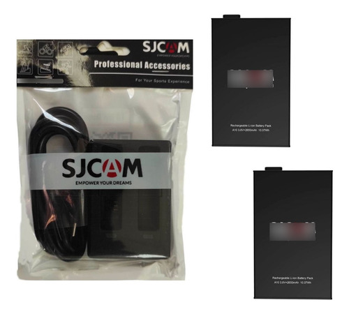 Pack Cargador Mas Dos Baterías Para Cámaras A10 Y A20 Sjcam