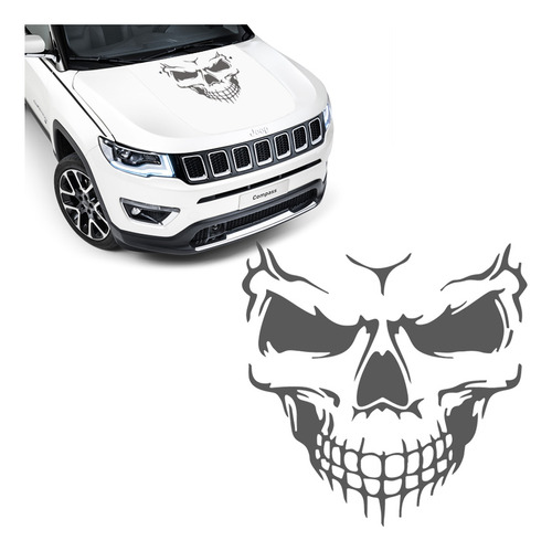 Adesivo Caveira Skull Capô Lateral Carro Faixa Decorativa