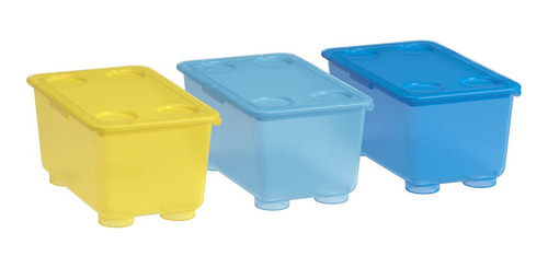 3 Cajas De Plastico De Colores Para Guardar 17x10x8cm Alto