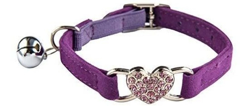  Heart Bling Cat Collar With Safety Belt And Bell  Inch...