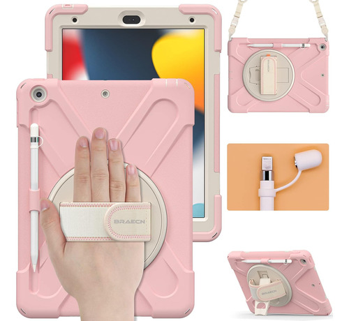 Funda Híbrida Para iPad De 10.2 Pulgadas 2021/2020/2019 Rosa