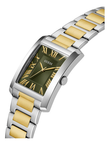 Reloj Guess Clyde Bitono Hombre Bisel Plateado Fondo Verde