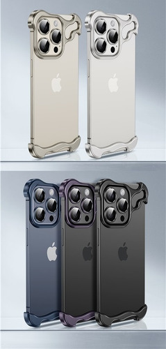 G Funda De Teléfono Con Marco De Metal Con Forma Para iPhone