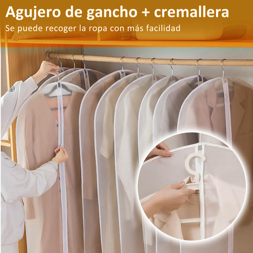 5 Bolsas Para Ropa 60x140 Cubre Polvo Fundas Guarda Trajes Color Transparente