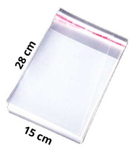 Bolsas Celofan Con Pega Adhesiva 15x28 Cm Pack 100 Unidades